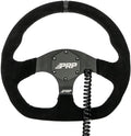 PRP Seats Heated Comp-R Flat Bottom Suede Steering Wheel - 13' Dia with D-Shape, 6-Bolt Pattern, 12V Integrated Heaters, Matte Black Aluminum - for Off-Road Builds, UTV, Black