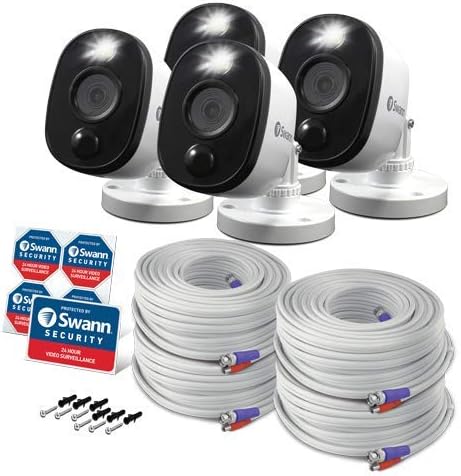 Swann SRPRO-1080MSFBWB4 4 Pack of SWPRO-1080MSFB BNC add on/Replacement Cameras 1080P with Sensor Warning Light, Requires Certain Swann DVR to Work, See Details for Compatibility