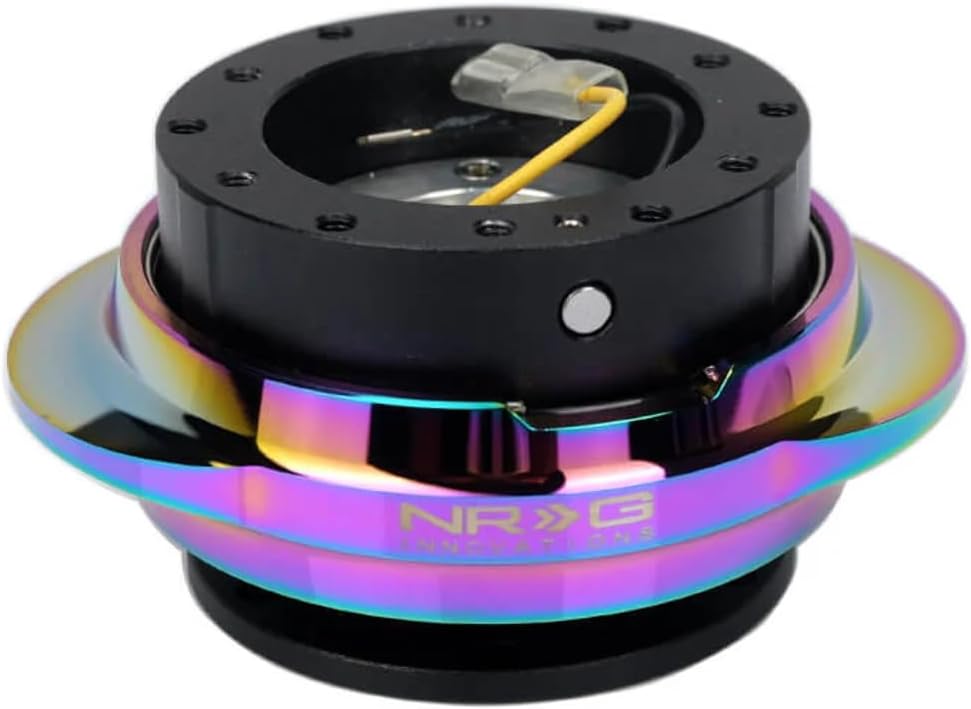 NRG Innovations NRG-SRK-220BK-MC GEN 2.2 Steering Wheel Quick Release Adapter, 6-Hole & 6x70 and 6x74mm Bolt Patterns Black Body/Shinny Multicolor Oval Ring