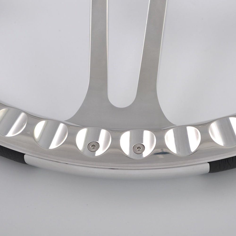 14'' Billet Half Wrap 6 Bolts Steering Wheel with 2'' Dish and Horn Button(Light Grey)