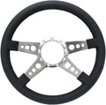 VSW S9 Premium Steering Wheel, Black Leather 9 Bolt 4-Spoke with Holes ST3071