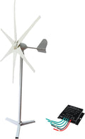 1000W No Noise Vertical Magnetic Wind Generator,6 Blades with Charge Controller 12V 24V 48V 220V Permanent Magnet Generator for Outdoor Garden(White)