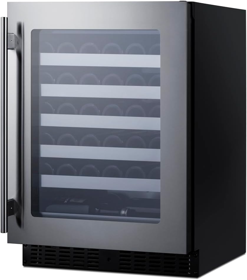 24 in. Shallow Depth Single Zone 33-Bottle Built-In Wine Cooler in Stainless Steel ADA Compliant- ASDW2412V1