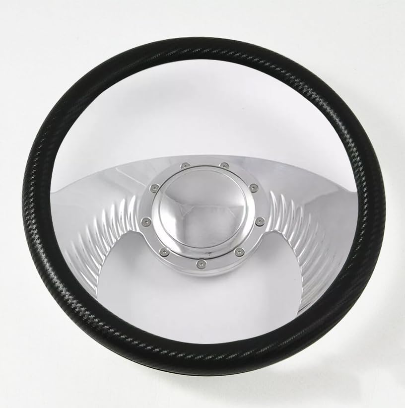 14'' Billet Hawk Wing Half Wrap 9 Bolts Steering Wheel with 2'' Dish and Horn Button (Carbon Vinyl)