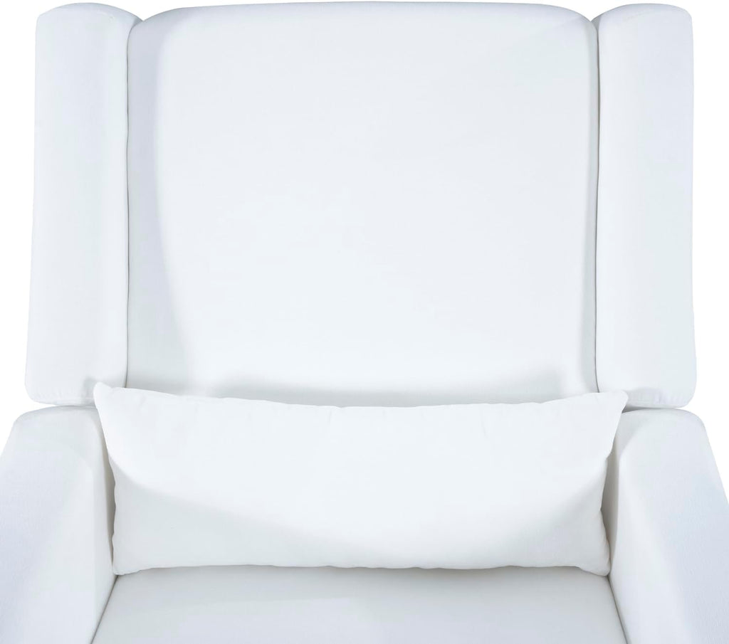 Naomi Home Tanya Luxury Motion Recliner Chair, Bright White – Plush Upholstered Glider Rocker with USB Charging, Swivel, and Lumbar Support for Nursery Comfort, 275 lbs Capacity