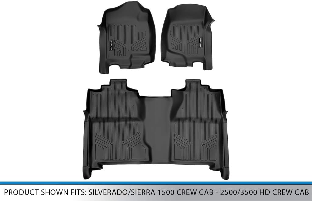 MAXLINER Floor Mats 2 Row Liner Set Compatible with 2007-2013 Chevrolet Silverado 1500