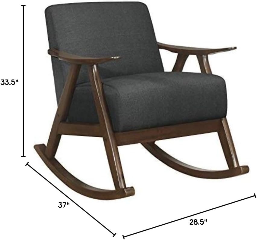 Lexicon Helena 28.5' W Fabric Wood Arm Rocking Chair, Dark Gray