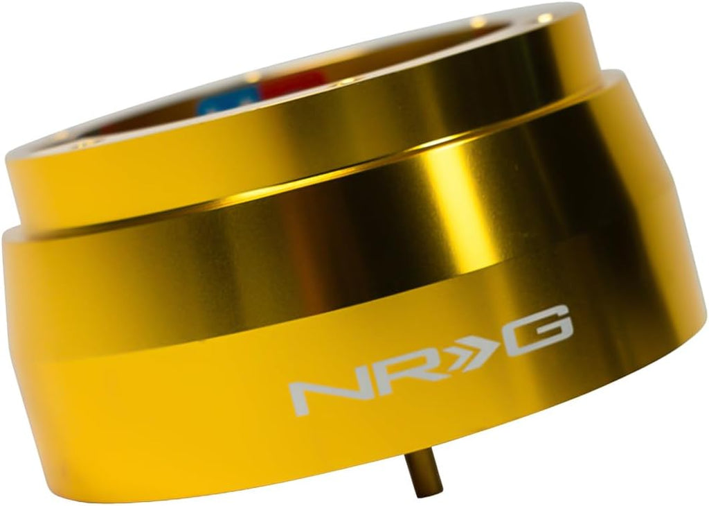 NRG Innovations Racing Style Steering Wheel Short Hub, Lockable Aluminum Steering Shaft, 6x70mm Bolt Pattern Quick Release Adapter Unit, For Datsun, Chrome Gold, NRG-SRK-142H-CG