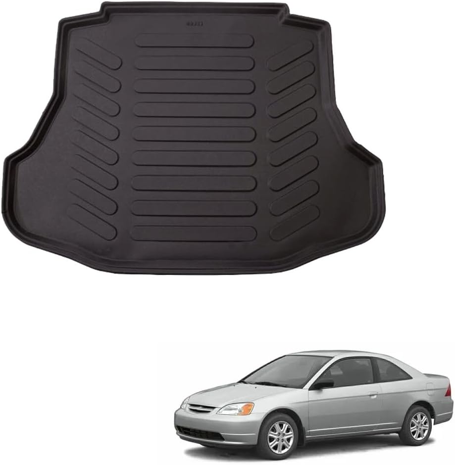for Honda Civic Sedan 2002 2003 2004 2005 2006 3D Full Set Floor Mats Liner Cargo Liner Trunk Mat Liner 3D Waterproof Black Rubber Colour