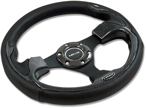 Auto Dynasty NRG RST-001CBL Pilota Series 320mm Sport Leather Steering Wheel Carbin Fiber Look Inserts