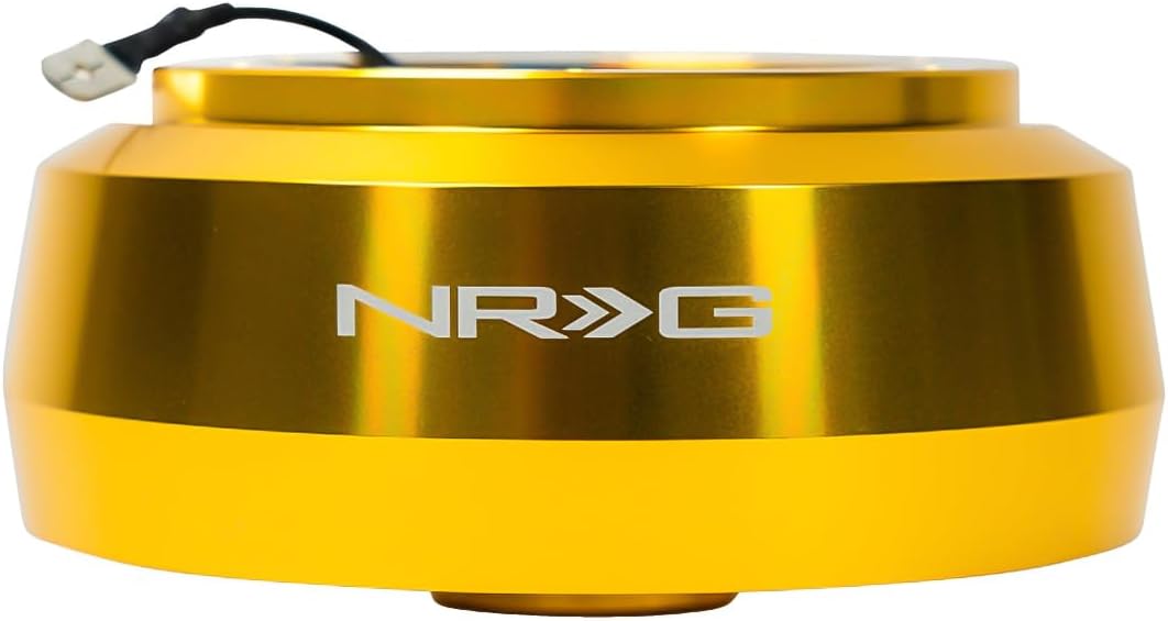 NRG Innovations Racing Style Steering Wheel Short Hub, Lockable Aluminum Steering Shaft, 6x70mm Bolt Pattern Quick Release Adapter Unit, Compatible For 96-18 Jeep, Chrome Gold, NRG-SRK-171H-CG