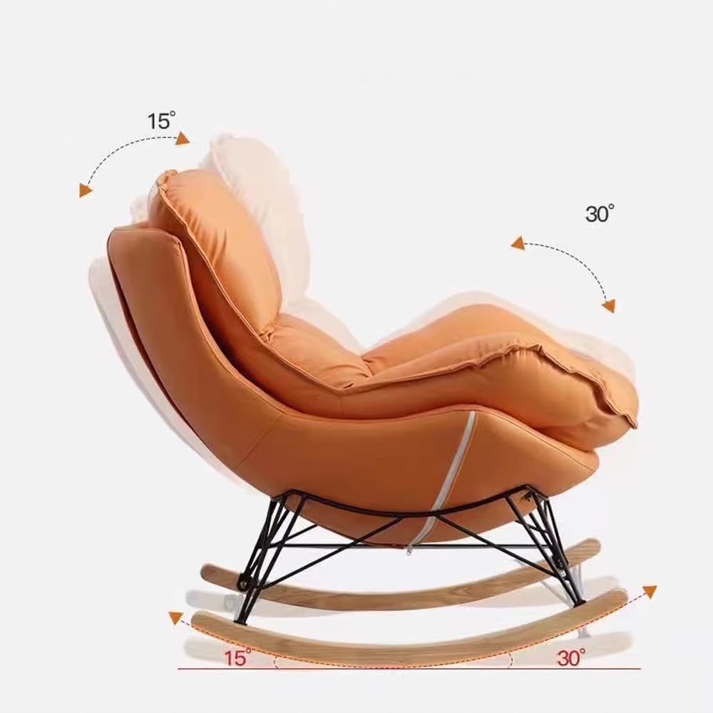 LITFAD Modern Rocking Chair Faux Leather Leisure Glider Chair Upholstered Rocking Seat Comfy Rest Reading Chair Water Resistant Nursery Chair for Living Room, Bedroom, Nursery-Green, with Ottoman