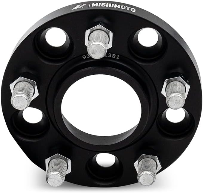 Mishimoto Wheel Spacers, 5x120, 67.1 Center Bore, M14x1.25, 15mm Thick, Black