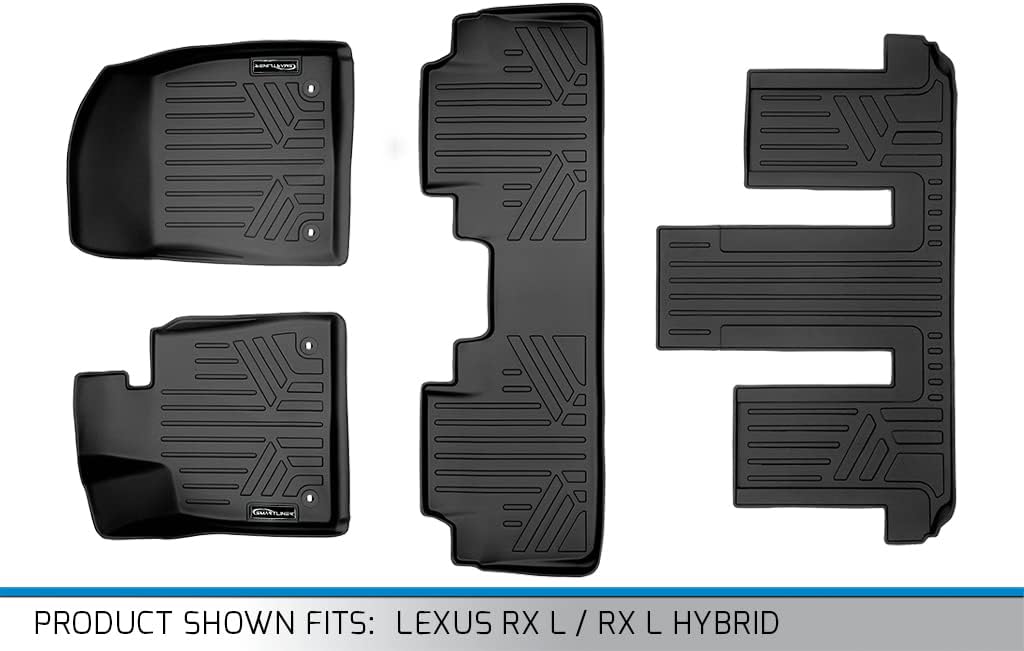 SMARTLINER All Weather Custom Fit 3 Row Floor Mat Liner Set Compatible with 2018-2022 Lexus RX L/RX L Hybrid (6 Passenger Models)
