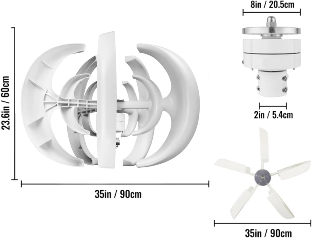 1000W Wind Turbines Generator Set, Turbine Wind Power 12V 24V 48V with Wind Controller Start Speed for Outdoor Street Lights (White)