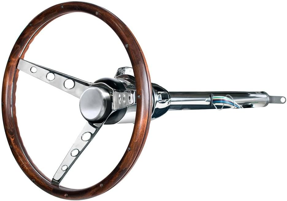 United Pacific 110794 Steering Wheel, 15', Woodgrain, for 3-Bolt Hubs