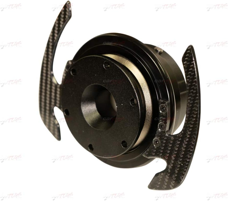 NRG Innovations NRG-SRK-700BK-CF GEN 4.0 Steering Wheel Quick Release Adapter, With Bolts & Allen Key, 6 X 70mm / 6 x 74mm Bolt Pattern Black Body/Black Ring With Carbon Fiber Handles