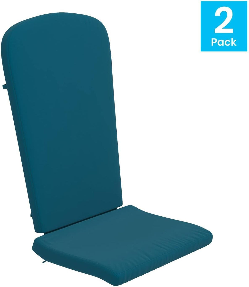 Flash Furniture Charlestown Set of 2 Adirondack Chair Cushions - Teal Fabric Cushions - 2' Thick Padding - Indoor/Outdoor - Patio Chair Replacement Cushions