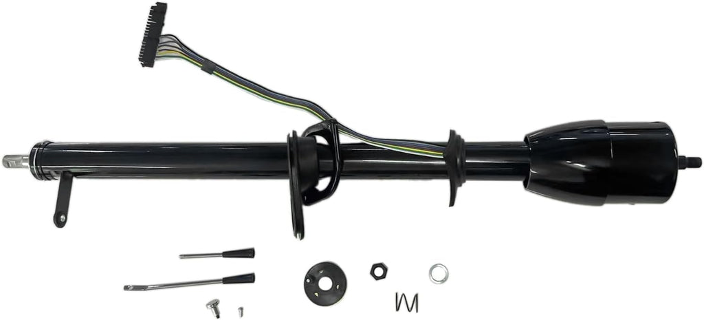 35' Manual Black Floor Shift Stainless Steel Column Shift Tilt Non-Keyed with Wheel Adapter Replacement for C10 C20 Truck 1967-1972
