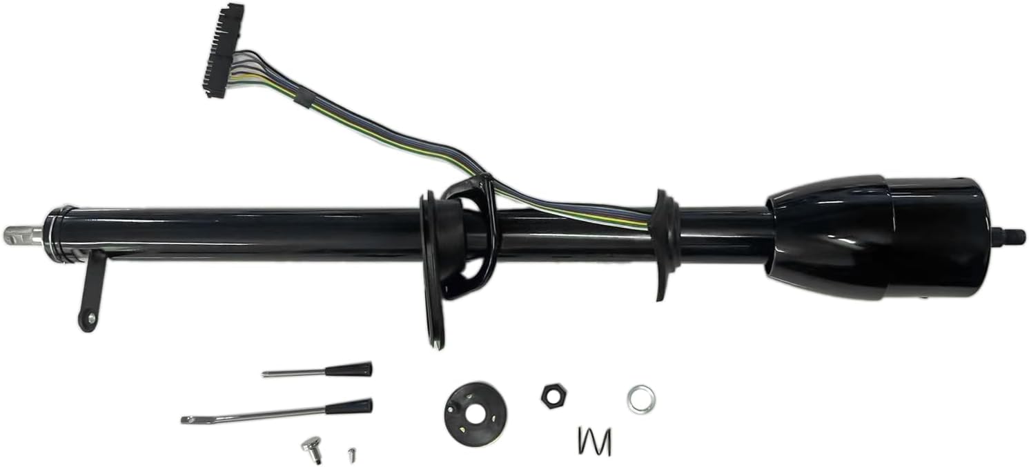 35' Manual Black Floor Shift Stainless Steel Column Shift Tilt Non-Keyed with Wheel Adapter Replacement for C10 C20 Truck 1967-1972