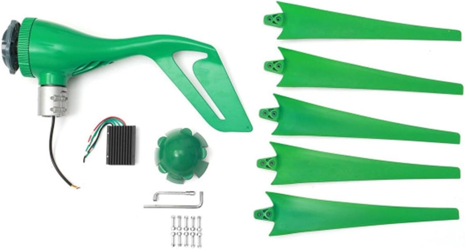 Wind Generator Kit 1000W 12V/24V 3 Phase AC Wind Turbine 5/6 Blade Windmill with MPPT Controller (Color : Green, Size : 12v)