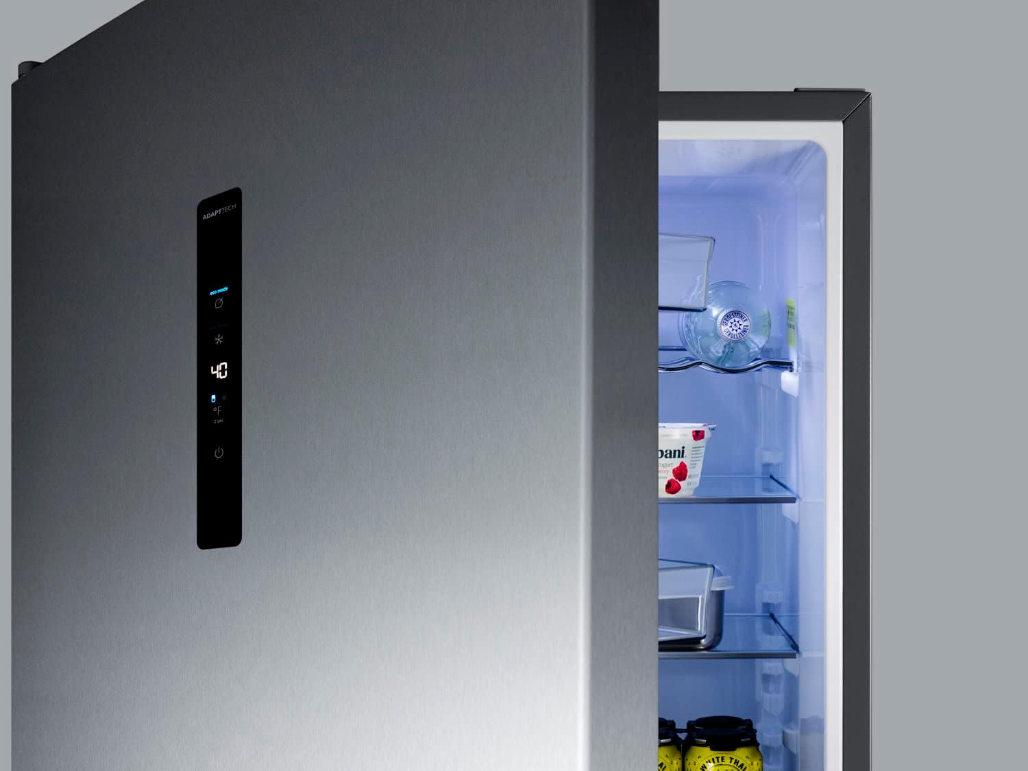 Summit Appliance FFBF249SS2LHD 24' Wide Bottom Freezer Refrigerator; Stainless Steel Doors; 10.6 cu.ft Capacity; Open Door Alarm; Digital Thermostats; Frost-Free/Automatic, Child Lock