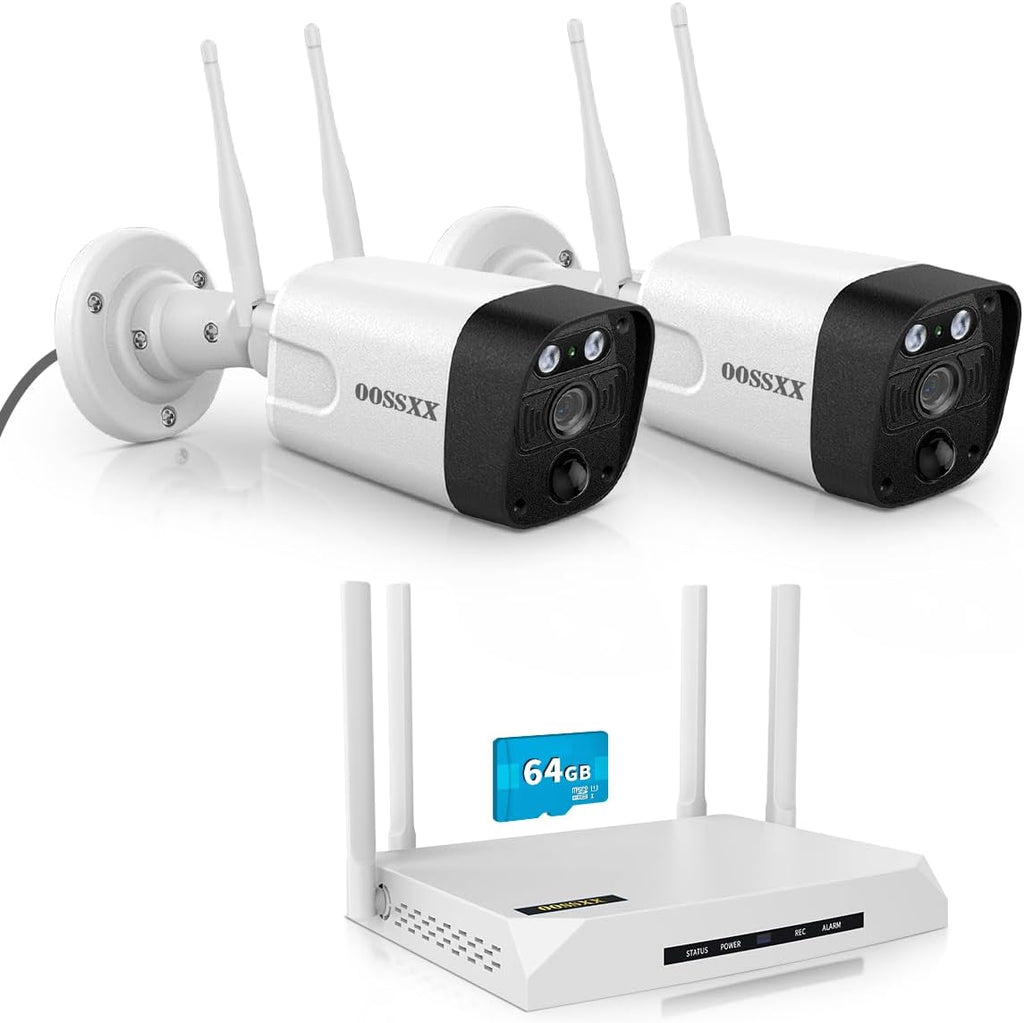 (2026 New) 5MP Wireless Security Camera System, 2-Cam WiFi Home Security System with Built-in 64GB TF Card, 2.4/5.8GHz Dual Band, Dual Antennas 55% Longer Range, 130° Wide Angle, IP66