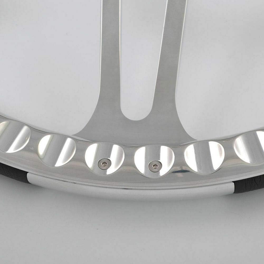 14' Polished Billet Steering Wheel Half Wrap with Horn Button-Carbon Vinyl