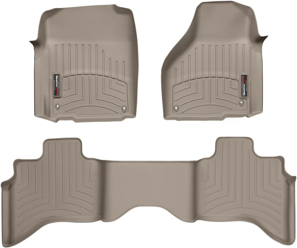 Weathertech Custom Fit FloorLiners for Dodge Ram Truck 1500, Ram 1500, Ram 1500-1st & 2nd Row (454651-452162), Tan