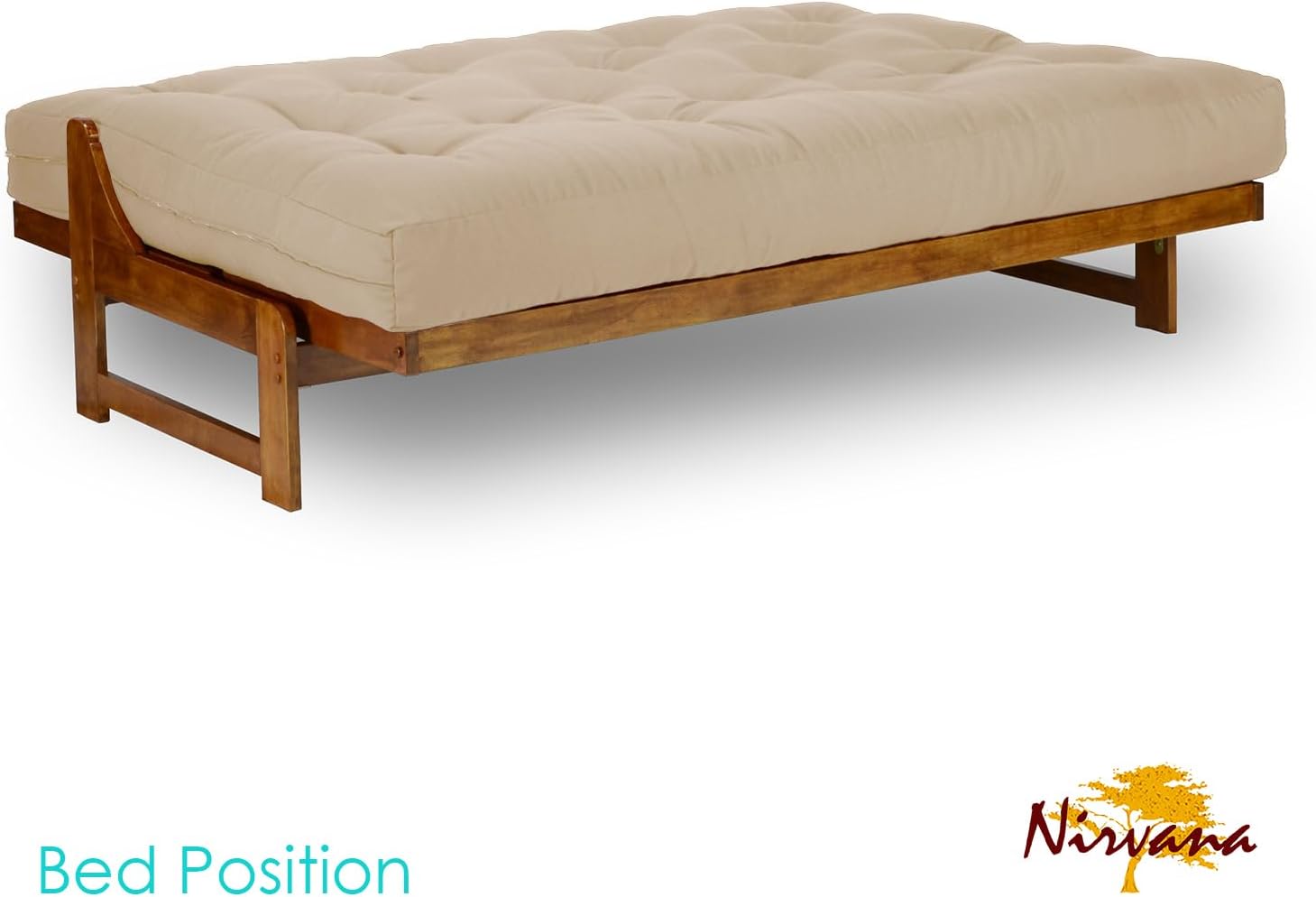 Nirvana Futons Arden Futon Set - Queen Size, Frame, 8' Mattress, Twill Khaki Cover