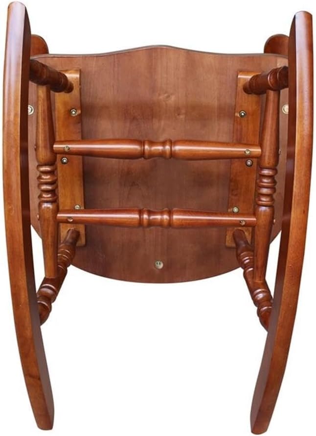 Pemberly Row Solid Wood Rocking Chair, Soft Cherry Finish, 44.5' H x 28' W x 36' D, Traditional Design with Spindle Back, Turned Features, Easy Assembly, Indoor Living Room Seating