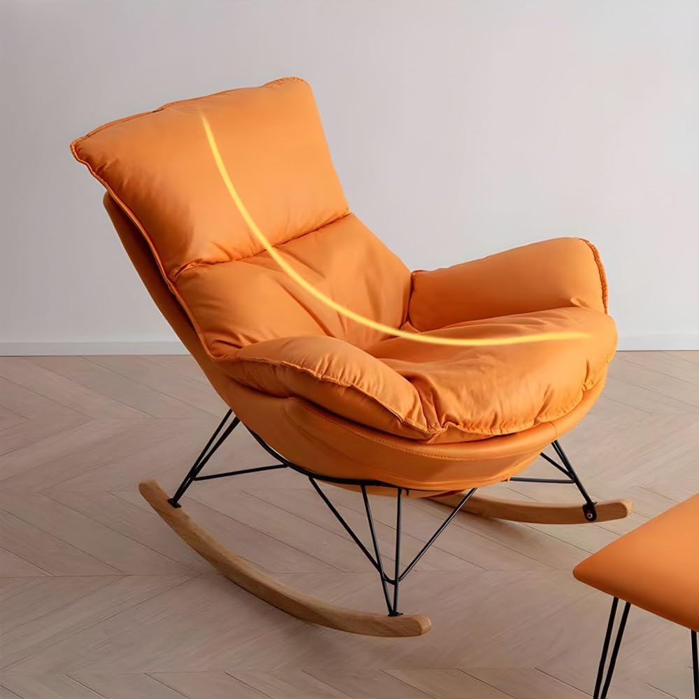 LITFAD Modern Rocking Chair Faux Leather Leisure Glider Chair Upholstered Rocking Seat Comfy Rest Reading Chair Water Resistant Nursery Chair for Living Room, Bedroom, Nursery-Green