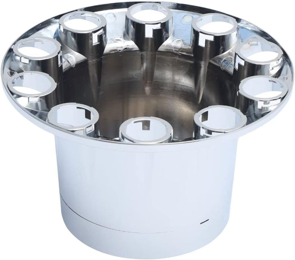 ABS Plastic Chromed Hubcaps Front and Rear Wheel Axle Cover Set with 33mm Thread-On Lug Nut Covers for Semi Trucks (Flat)