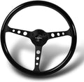 W-Power 15' Reinforced 380mm 6 Bolt Hole Aluminum Finished Wood Grain Trim Steering Wheel, Black Horn Button JDM Euro VIP Style, 3' Deep (Wood Grain/Matt Black Spoke)
