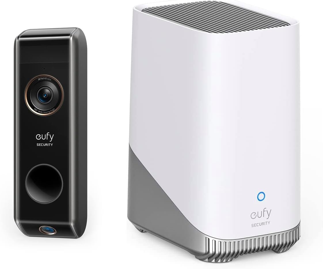eufy Security Video Doorbell S330, Battery-Powered, Dual Camera, 2K with HDR, Dual Motion Detection, Add-on S380 HomeBase (HomeBase 3) Local Expandable Storage up to 16TB