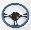 14'' Billet Half Wrap 9 Bolts Steering Wheel with 2'' Dish and Horn Button(Blue)