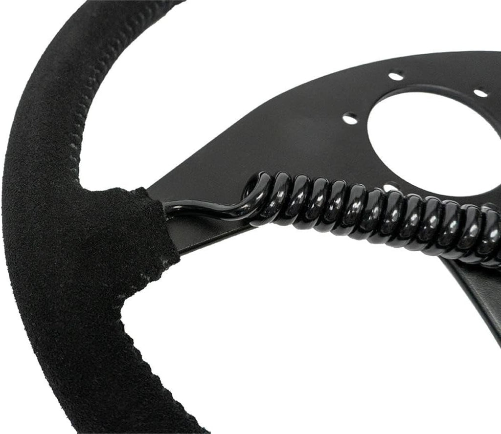 PRP Seats Flat Suede Heated Steering Wheel - 13' Dia with Flat Dish, 6-Bolt Pattern, 12V Integrated Heaters, Matte Black Aluminum - for Off-Road Builds, UTV, Buggy (Black)