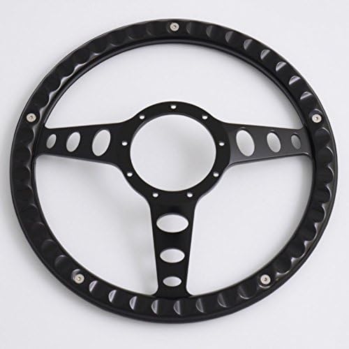 14'' Billet Half Wrap 9 Bolts Steering Wheel with 2'' Dish and Horn Button(Black)