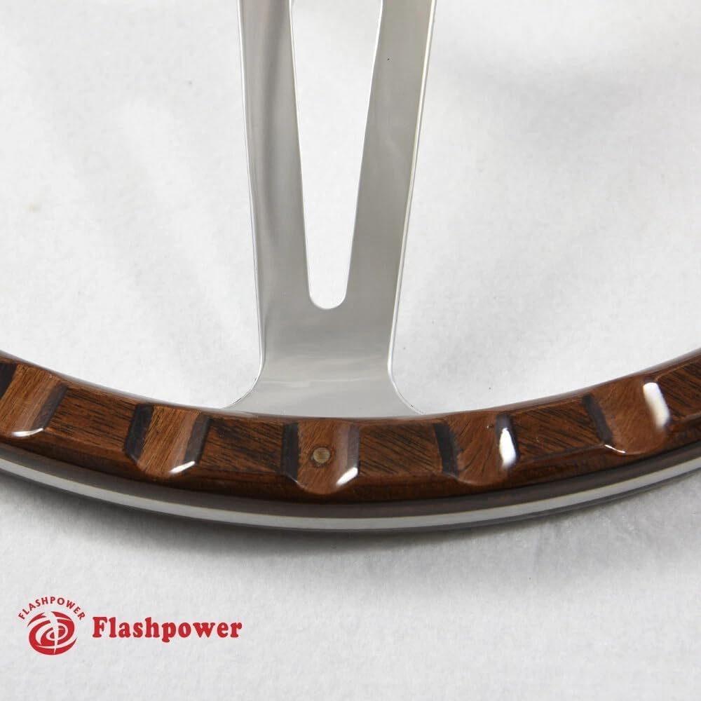 13'' Laminated Wood Steering Wheel with horn button