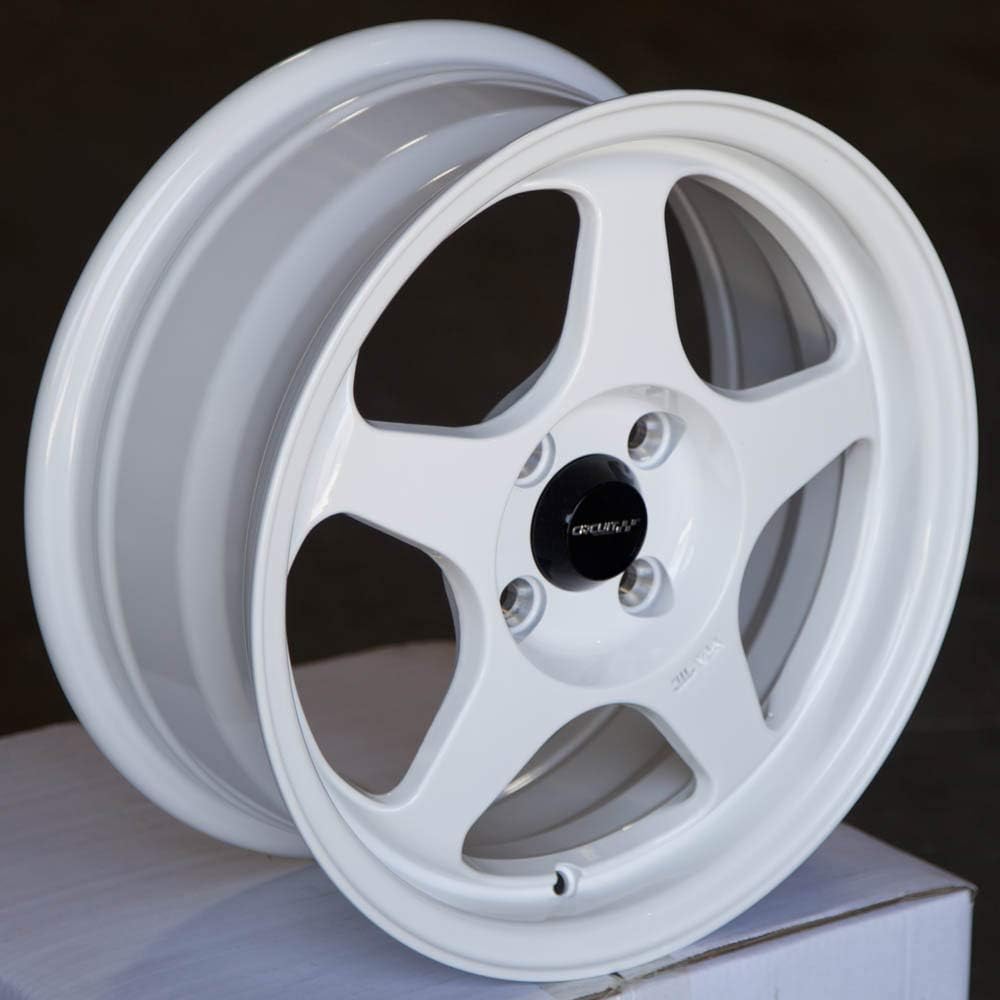 Circuit Performance CP22 15×6.5 Gloss White 4×100 [+35mm] Wheels Spoon Style Rims compatible with Honda Civic EK EG, Acura Integra DC2, BMW E30, Mazda Miata