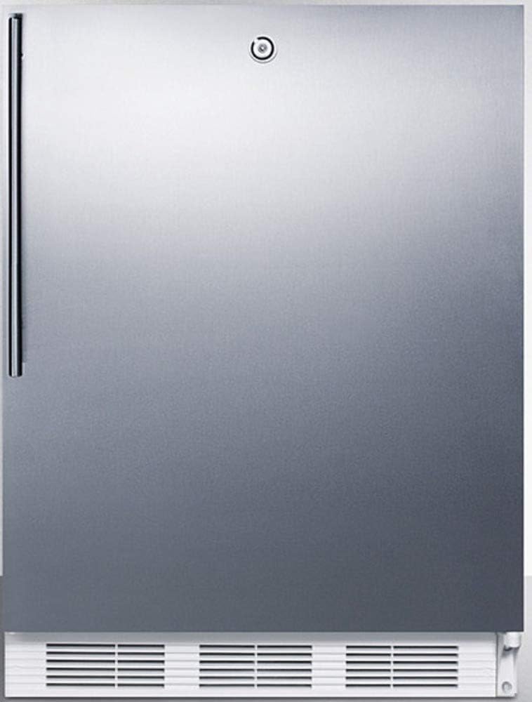 Summit Appliance FF7LWBISSHVADA ADA Compliant Built-in Undercounter All-Refrigerator for General Purpose Use with Auto Defrost, Lock, Stainless Steel Door, Thin Handle and White Cabinet