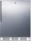 Summit Appliance FF7LWBISSHVADA ADA Compliant Built-in Undercounter All-Refrigerator for General Purpose Use with Auto Defrost, Lock, Stainless Steel Door, Thin Handle and White Cabinet