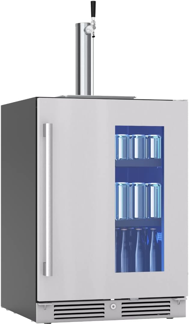 Zephyr Presrv™ 24' Stainless Steel Kegerator & Beverage Cooler - Indoor Refrigerator, Cellar Freestanding Fridge and Keg Beer Cooler - Compatible with Multiple Keg Configurations