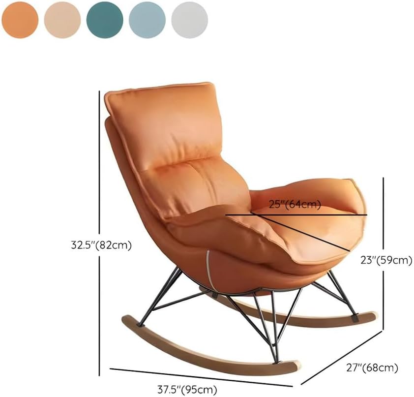 LITFAD Modern Rocking Glider Chair Upholstered Rocking Seat Comfy Rest Reading Chair Water Resistant Nursery Chair for Living Room, Bedroom, Office - Orange, with Ottoman