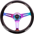 NRG Innovations NRG-ST-015MC-BK Steering Wheel - 350mm 25mm Deep Configuration, Classic Wood Grain Wheel 3 Neochrome Spokes, Black Paint Grip