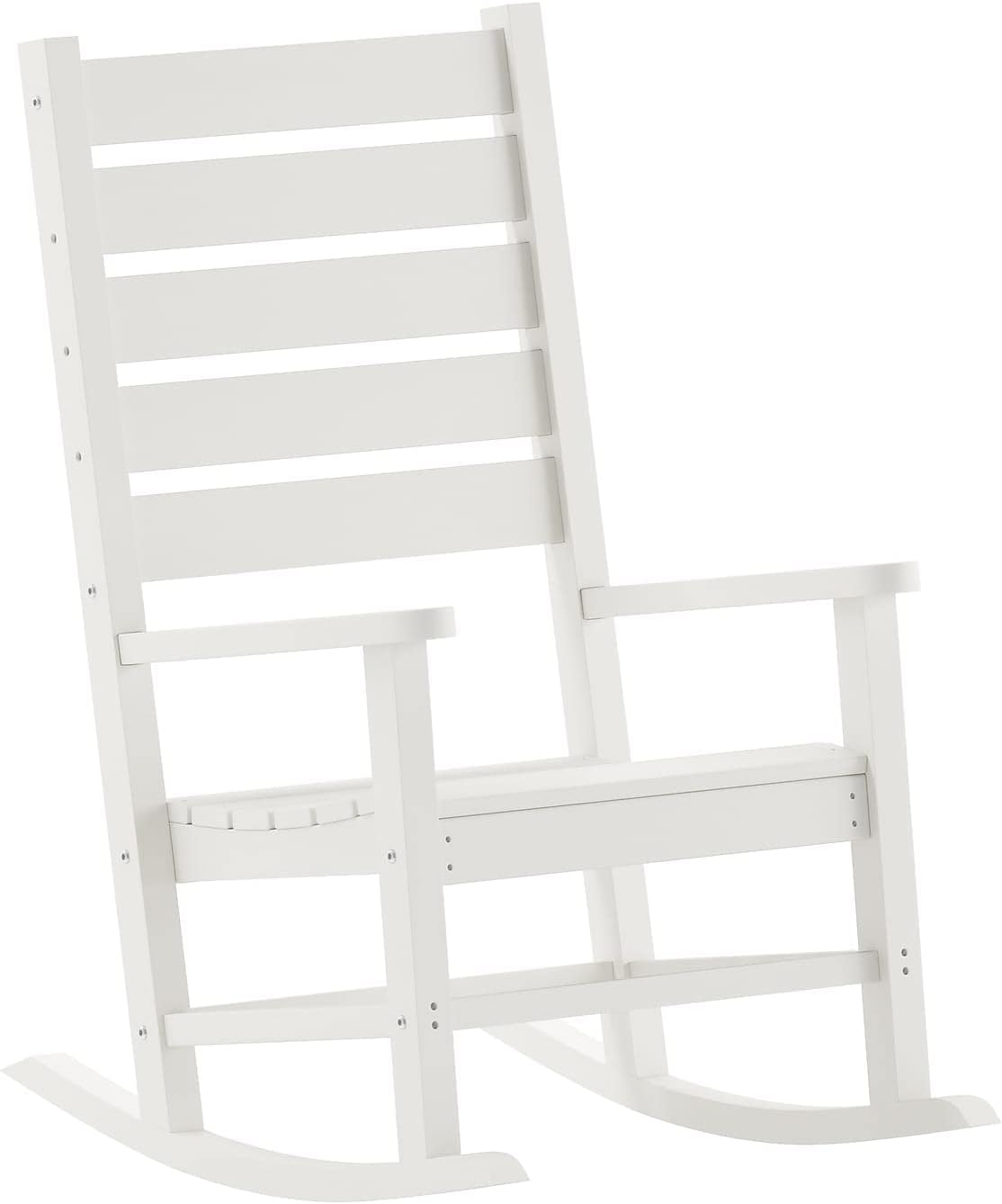 Flash Furniture Manchester Commercial Grade Outdoor Rocking Chair, All-Weather HDPE Indoor/Outdoor Rocker, Set of 2, White