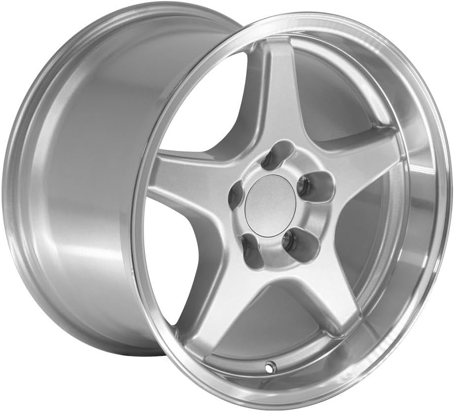 OE Wheels CV01 17 Inch Rim Fits Corvette C4 ZR1 Style 5x120.65 17x11 Gloss Silver Machined Lip - Hollander 5036 (1)