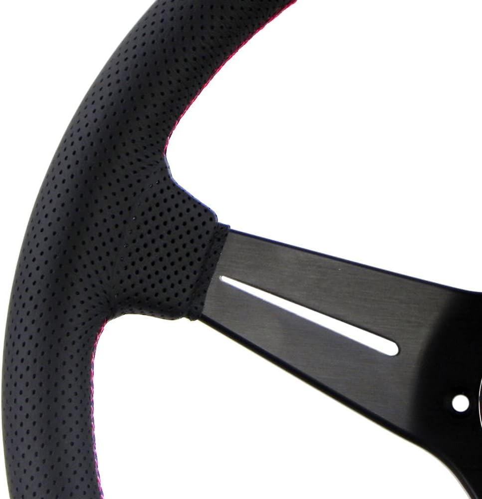 NARDI Deep Corn Steering Wheel 350mm (13.78 inches) Black Leather Red Stitching 6069.35.2093