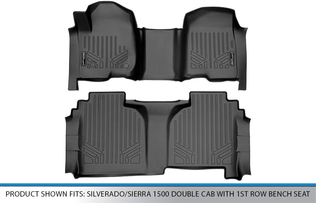 MAXLINER Custom Fit Floor Mats 2 Row Liner Set Compatible with 2019-2025 Chevrolet Silverado 1500