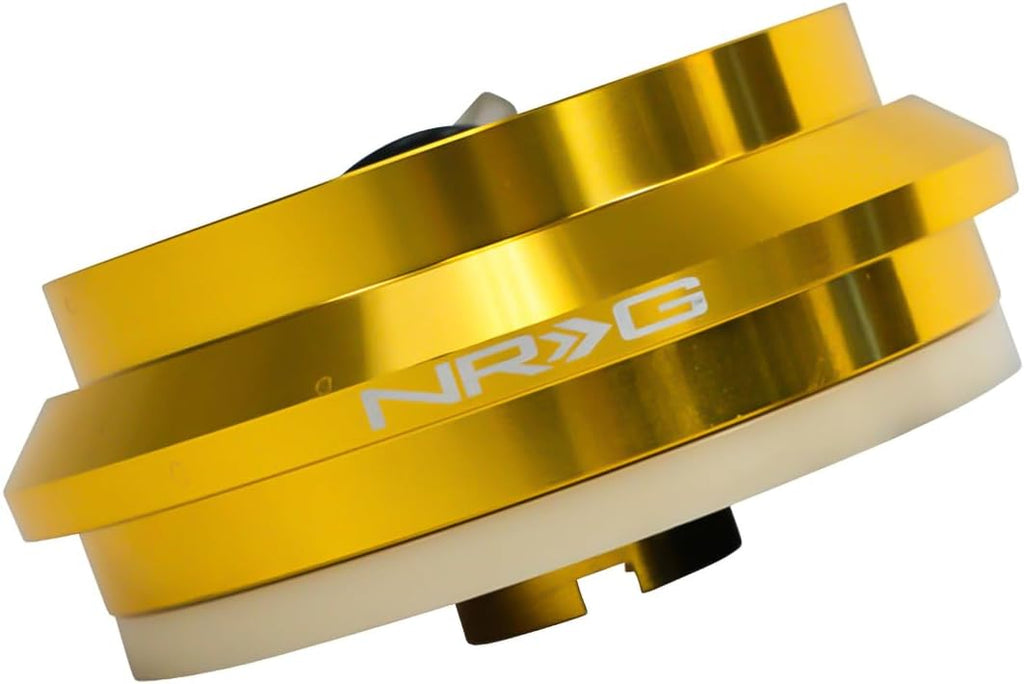NRG Innovations Racing Style Steering Wheel Short Hub, Lockable Aluminum Steering Shaft, 6x70mm Bolt Pattern Quick Release Adapter Unit, Compatible For 94-04 Honda/Acura, Chrome Gold, NRG-SRK-130H-CG